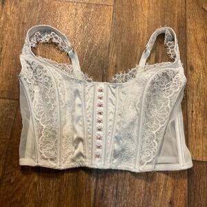 Victoria's Secret Dream Angels White Lace Corset Top Medium‎ Womens Hook Loop
